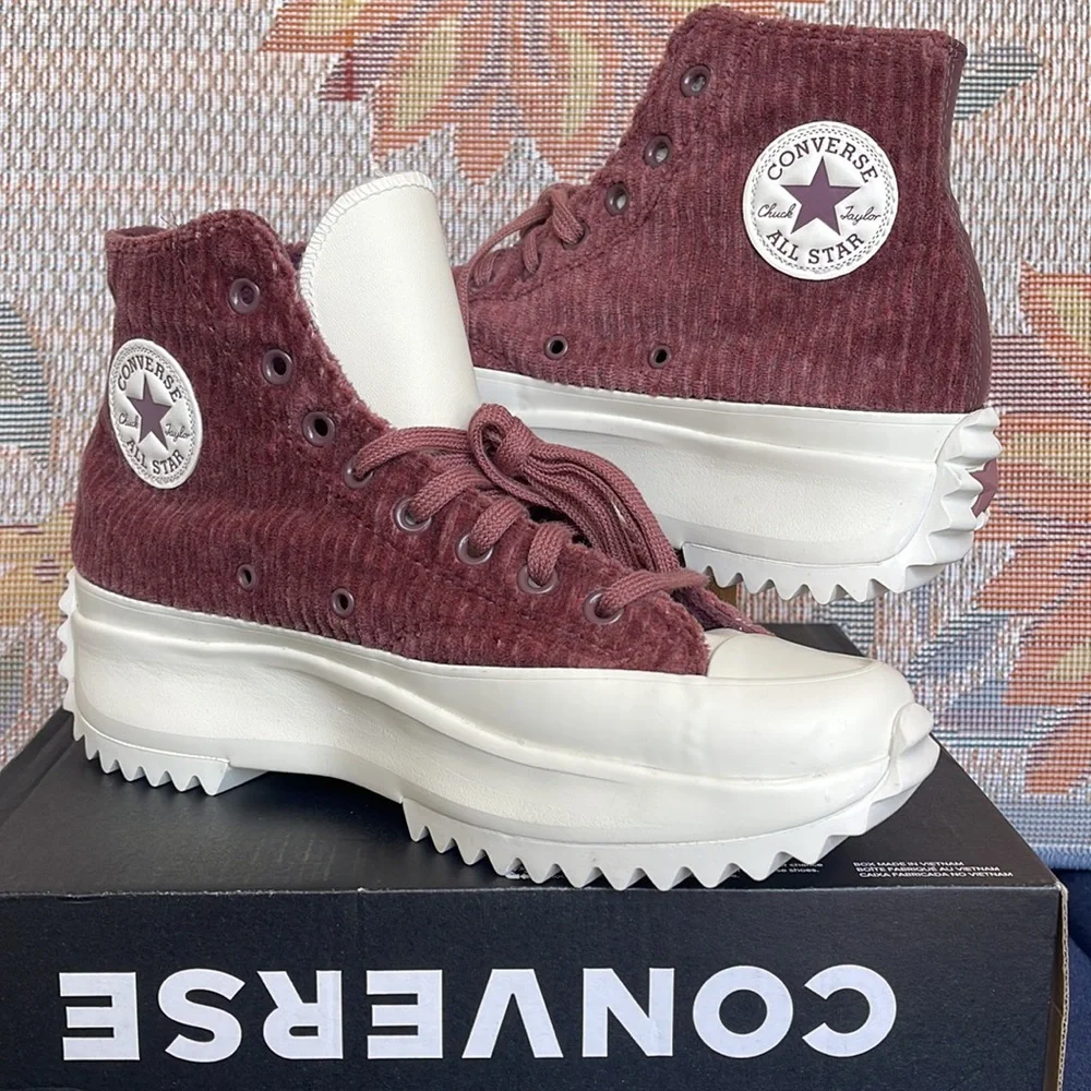 Converse WMNS A03252C RUN STAR HIKE HI DARK WINE/SADDLE/EGRET Platforms